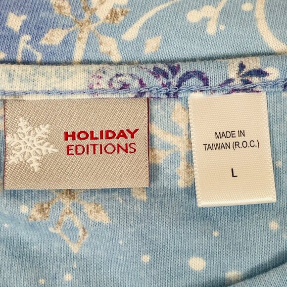 Holiday Editions Studded Christmas Shirt Sz L Winter Snowflake Sledding - Picture 6 of 7